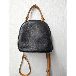 Divina Firenze Black leather Convertible Top Handle Backpack Crossbody Bag Purse